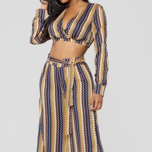 Navy stripe two piece set